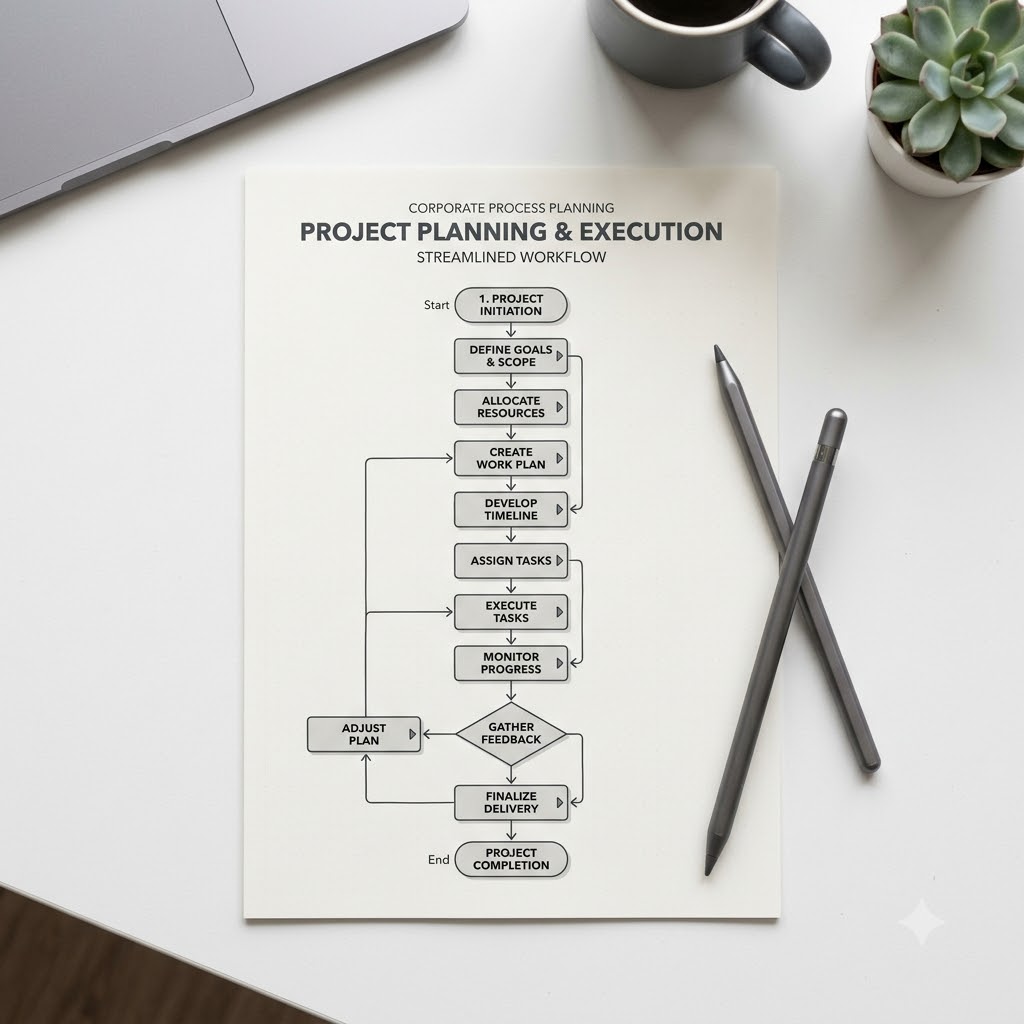 A project workflow diagram, representing processes at Nexkart