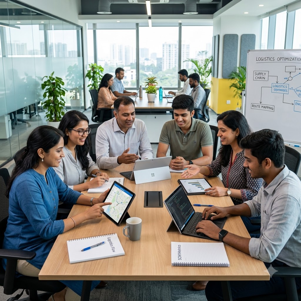 A team planning session, representing people at Nexkart
